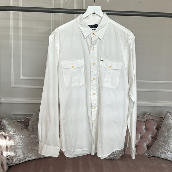 POLO RALPH LAUREN MEN WHITE SHIRT BEACH TWILL SIZE XL - Picture 9 of 17